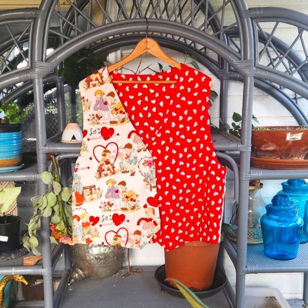 reversible valentine's heart vest handmade L/XL